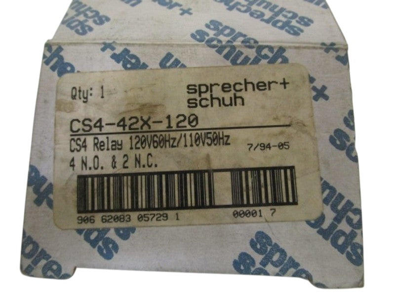 SPRECHER+SCHUH 110/120V CONTROL RELAY CS4-42X-120 NSMP