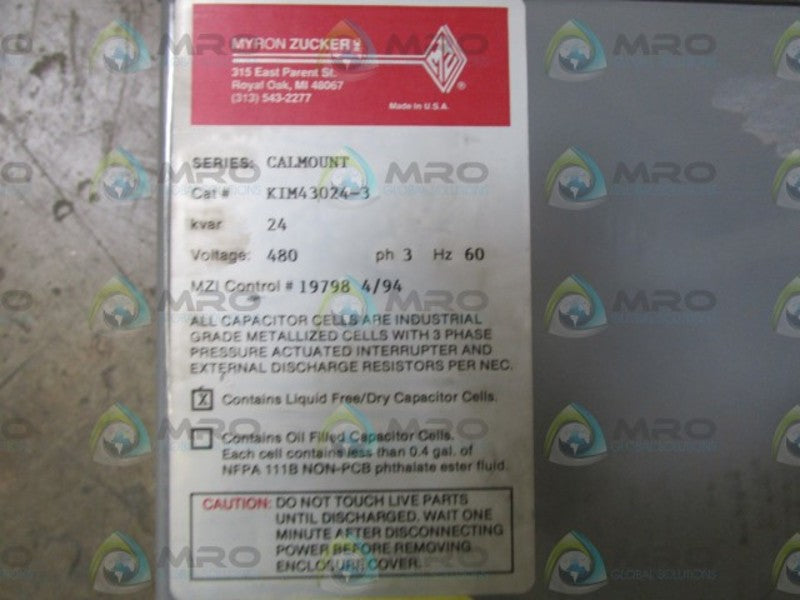 MYRON ZUCKER KIM43024-3 CAPACITOR 480V NSNP