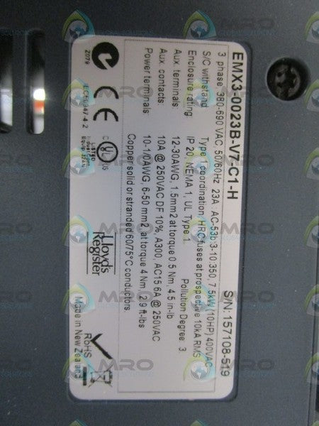 SAFTRONICS AUCOM EMX3-0023B-V7-C1-H SOFT STARTER NSMP