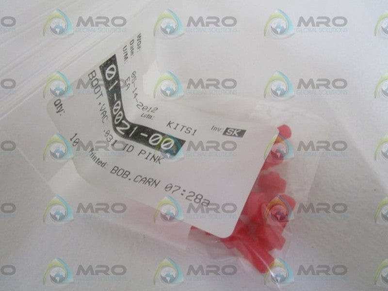 LOT OF 10 BOOT, VAC .031 ID PINK 01-0021-00 NSNP IN BAG