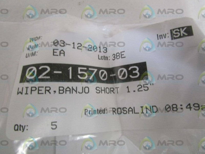 LOT OF 5 BANJO SHORT 1.25" WIPER 02-1570-03 NSNP IN BAG