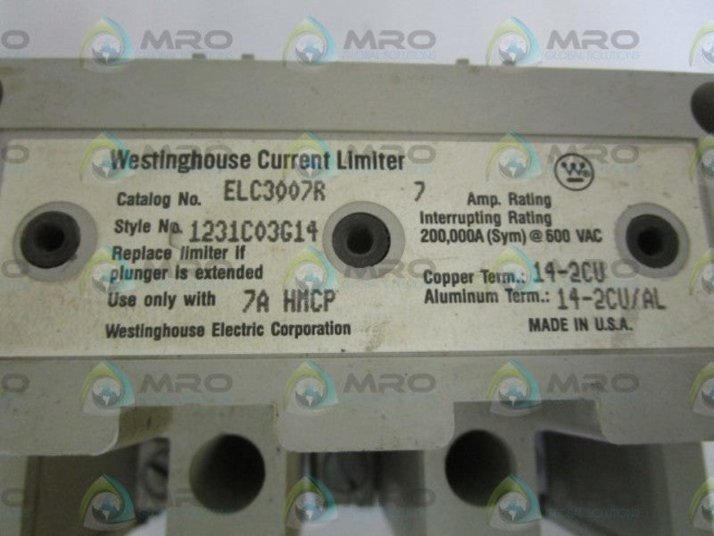 WESTINGHOUSE ELC3007R CURRENT LIMITER 7AMP UNMP