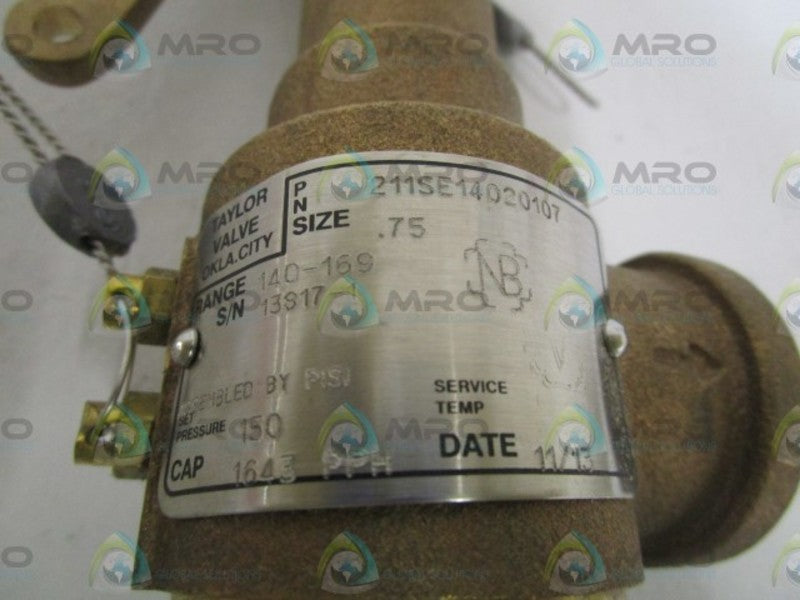 TAYLOR 3/4" PRESSURE SAFETY RELIEF VALVE 211SE14020107 NSMP