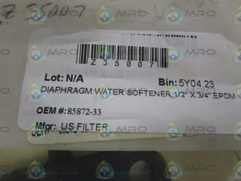 US FILTER 1/2" X 3/4" DIAPHRAGM 85872-33 NSNP