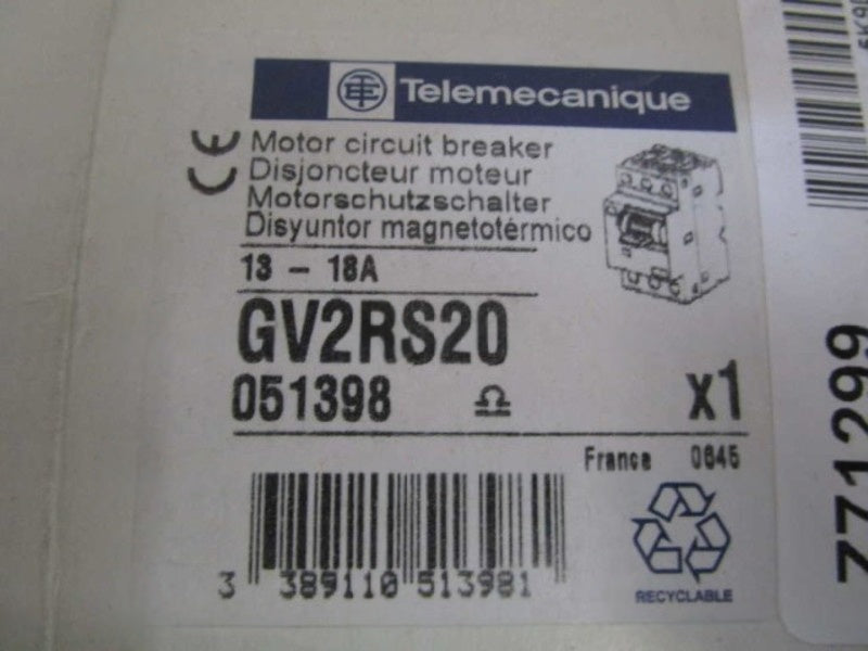TELEMECANIQUE CIRCUIT BREAKER 13-18A GV2RS20 NSMP