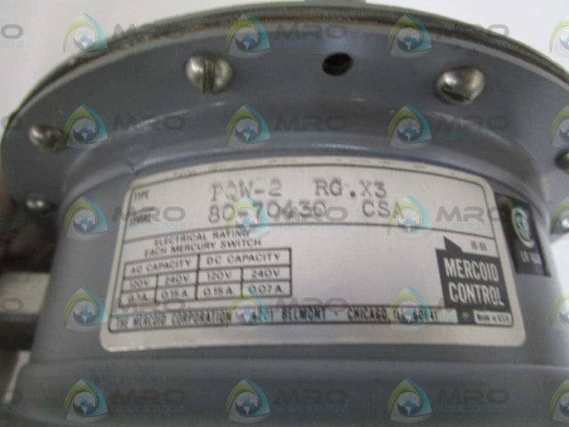 MERCOID CONTROL PRESSURE SWITCH PQW-2 RG.X3 NSNP  IN BOX