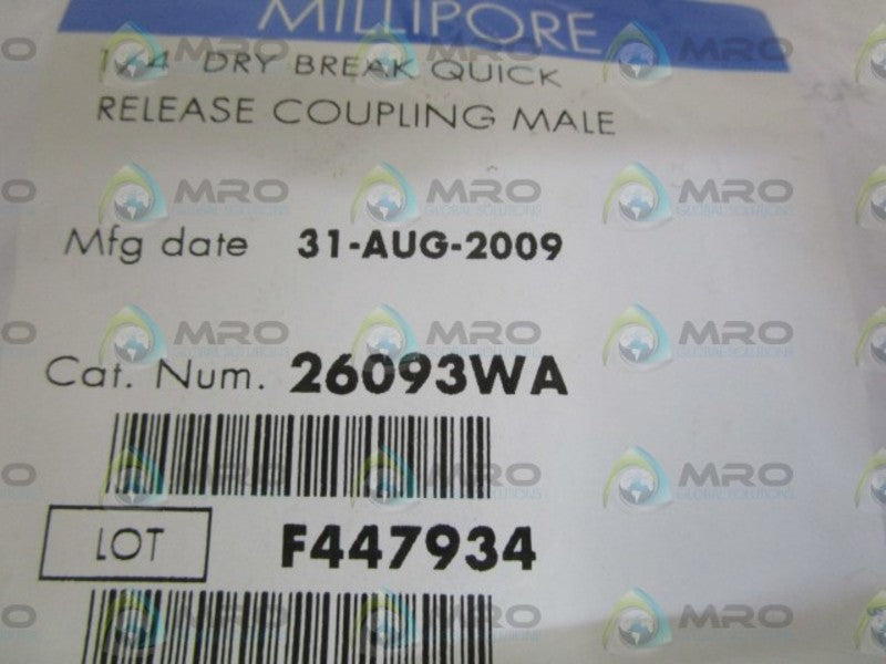 MILLIPORE 1/4" QUICK RELEASE COUPLING MALE 26093WA NSMP