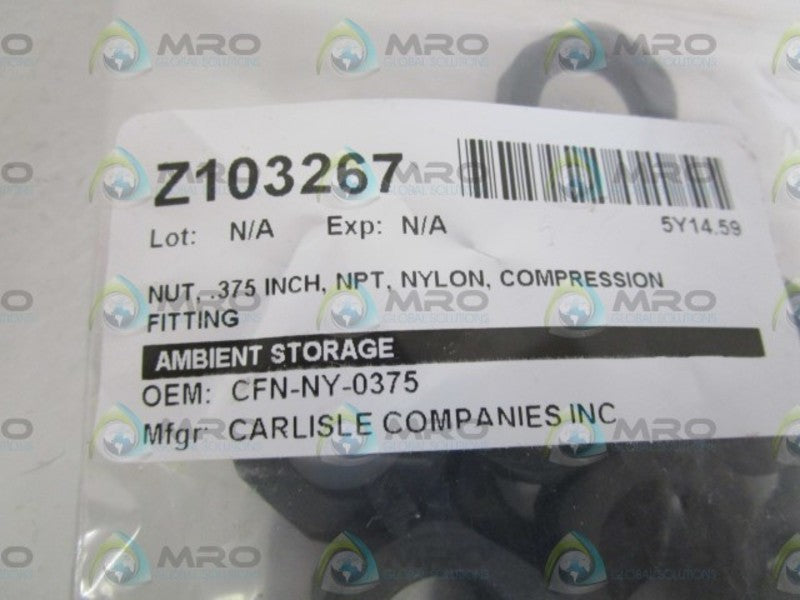 LOT OF 22 CARLISLE CO. .375" COMPRESSION FITTING CFN-NY-0375 NSNP
