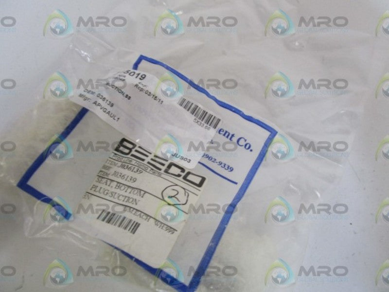 LOT OF 2 BEECO SEAT, BOTTOM PLUG/SUCTION J036139 NSNP IN BAG
