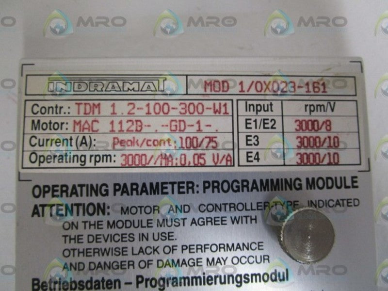 INDRAMAT MOD1/0X023-161 PROGRAMMABLE MODULE  UNMP