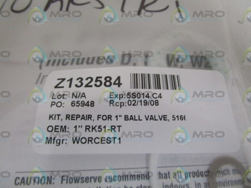 WORCESTER CONTROLS  1" BALL VALVE REPAIR KIT RK51-RT NSNP