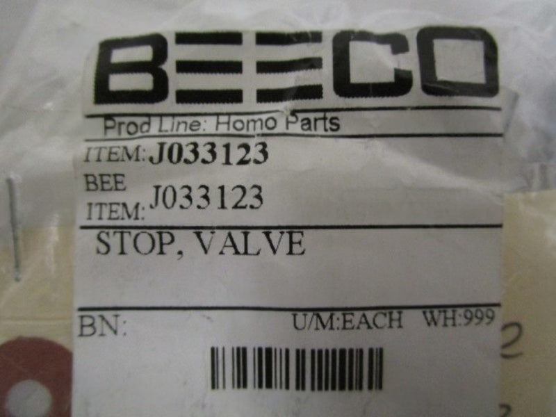 LOT OF 3 BEECO VALVE STOP J033123 NSNP