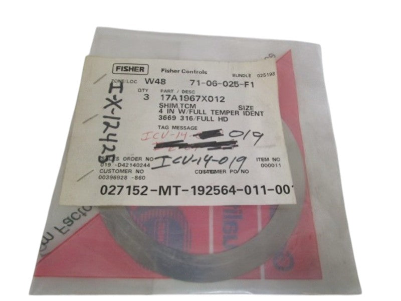 LOT OF 3 FISHER 4" TMC SHIM 17A1967X012 NSMP