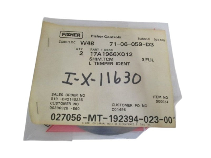LOT OF 2 FISHER TCM SHIM 17A1966X012 NSMP