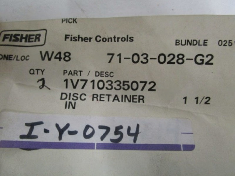 LOT OF 2 FISHER 1-1/2" DISC RETAINER 1V710335072 NSNP