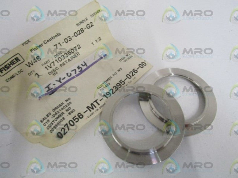 LOT OF 2 FISHER 1-1/2" DISC RETAINER 1V710335072 NSNP