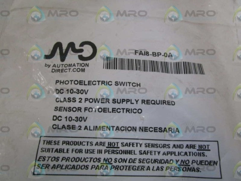 AUTOMATION DIRECT PHOTOELECTRIC SWITCH FAI8-BP-0A  NSMP