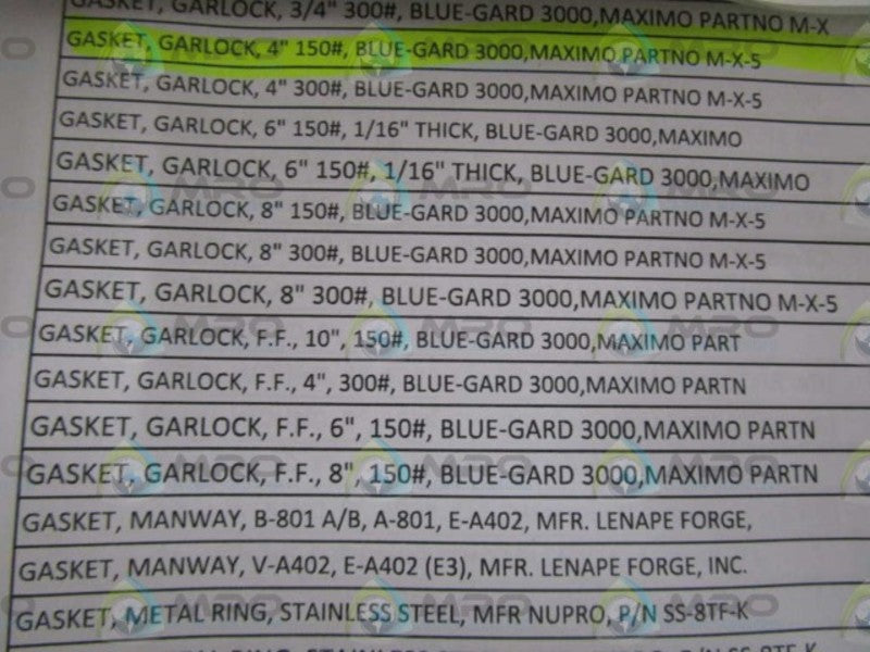 LOT OF 24 GARLOCK  4" 150# NSNP