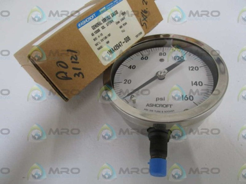 ASHCROFT 451009S02LXPDWN-160# PRESSURE GAUGE 0-160 PSI  NSMP