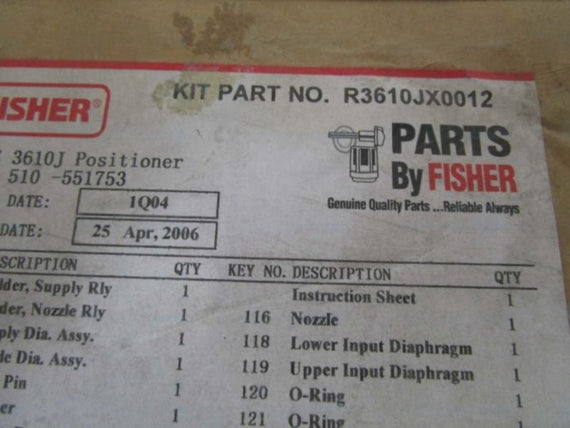 FISHER R3610JX0012 KIT FOR POSITIONER  NSNP