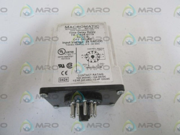 MACROMATIC TR-51628-07T9 TIME DELAY RELAY 0.3-30SEC 24VAC/DC UNMP