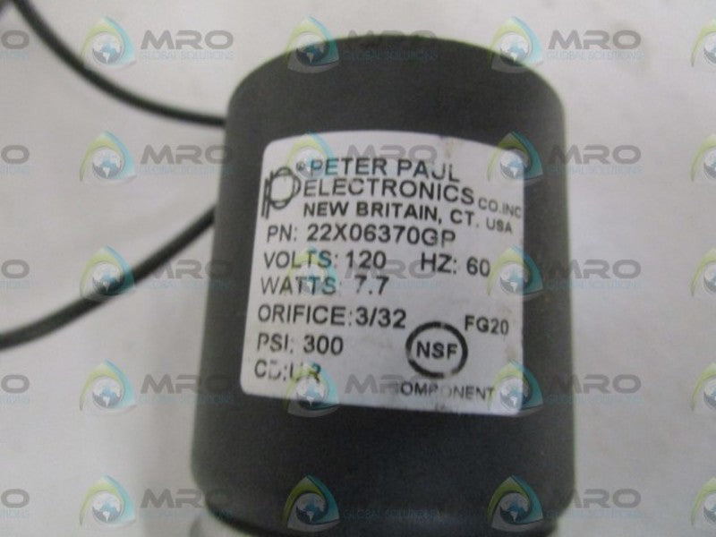 PETER PAUL 22X06370GP 120V SOLENOID VALVE NSNP