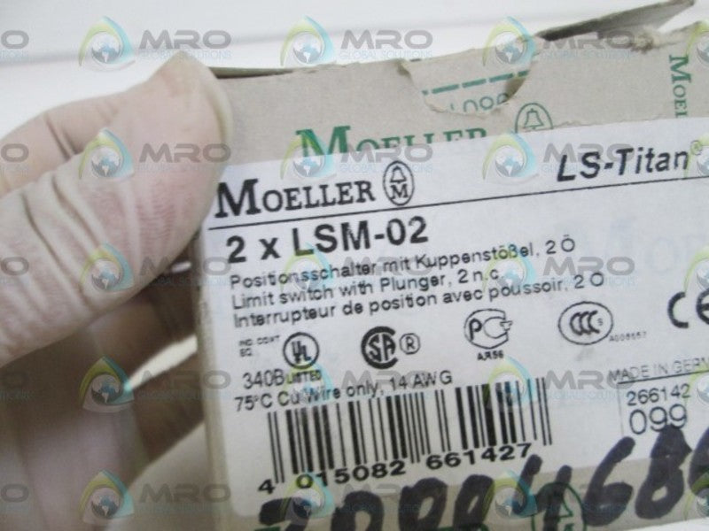 LOT OF 2 MOELLER LIMIT SWITCH W/ PLUNGER LSM-02 NSMP