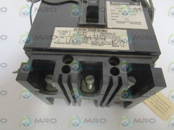 WESTINGHOUSE 2609D39G18 CIRCUIT BREAKER 100AMP NSNP
