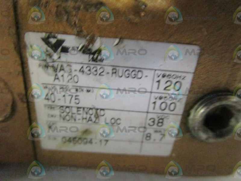VERSA VAG-4332-RUGGD-A120 SOLENOID VALVE (AS PICTURED) UNMP