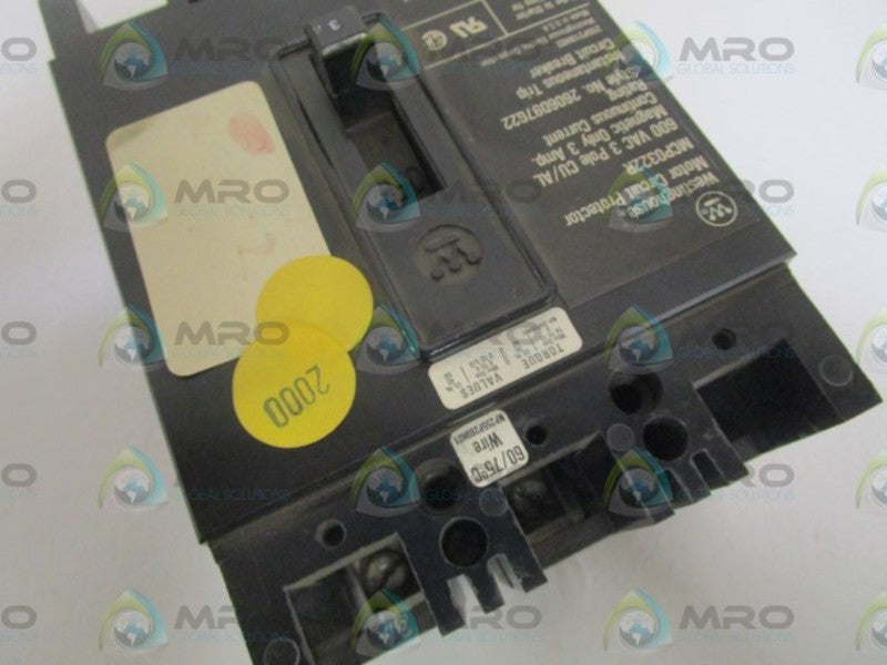 WESTINGHOUSE MCP0322R CIRCUIT BREAKER 3A NSNP