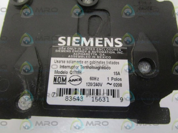 SIEMENS Q115H CIRCUIT BREAKER 15A NSNP