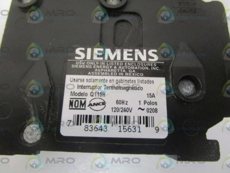 SIEMENS Q115H CIRCUIT BREAKER 15A NSNP