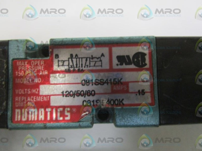 NUMATICS 081SS415K SOLENOID VALVE UNMP