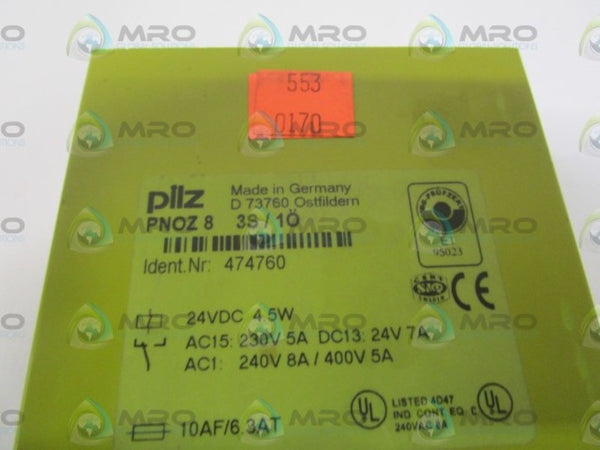 PILZ PNOZ83S/1O SAFETY RELAY NSNP