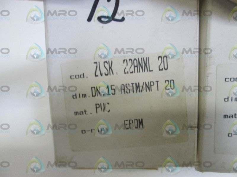 LOT OF 2 TECO PLASTIC PVC PN16 / D20-1/2" DN 15 (EPDM) NSMP