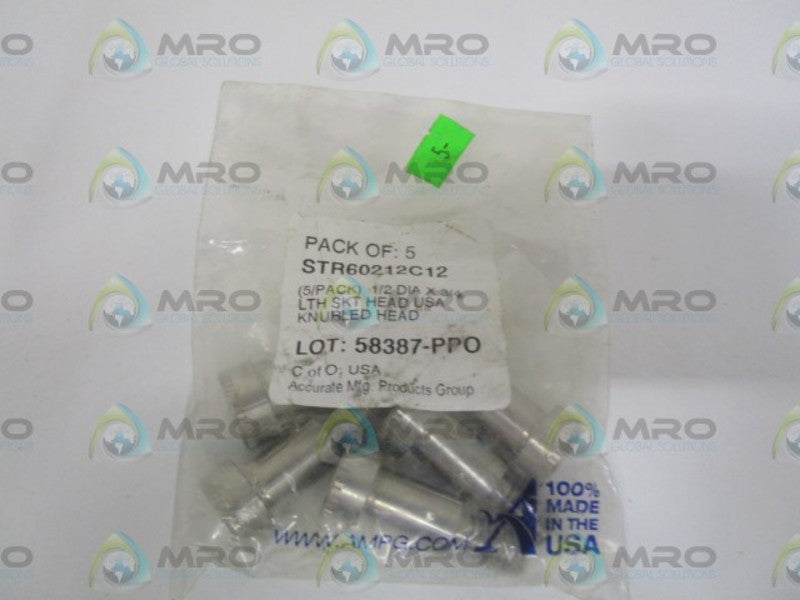 LOT OF 5 ACCURATE MFG. STR60212C12 KNURLED HEAD NSMP