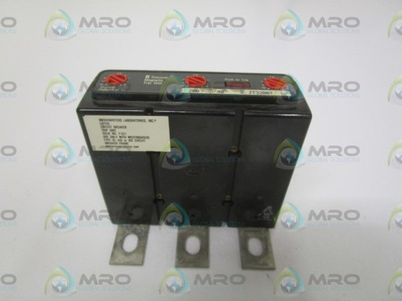 WESTINGHOUSE JT3200T THERMAL MAGNETIC TRIP UNIT 200A (AS PICTURED) NSNP