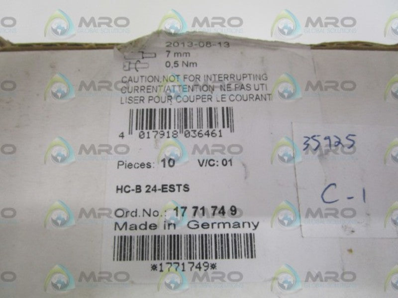 LOT OF 10 PHOENIX CONTACT HC-B 24-ESTS INSERT CONNECTOR NSMP