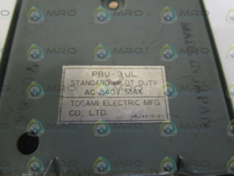 TOGAMI ELECTRIC PBU-3UL PUSHBUTTON STATION UNMP