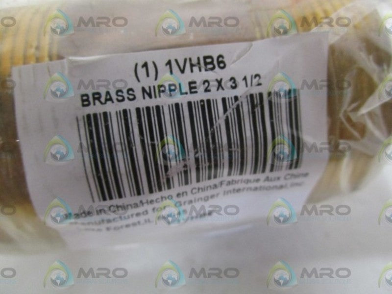 GRAINGER 1VHB6 BRASS NIPPLE 2X 3-1/2" NSMP