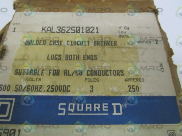 SQUARE D KAL362501021 CIRCUIT BREAKER 250AMP NSMP