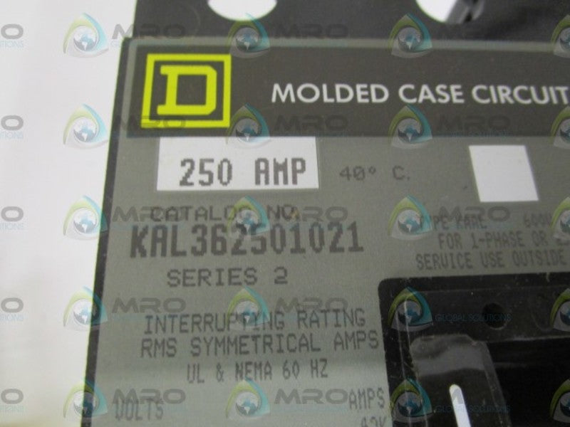 SQUARE D KAL362501021 CIRCUIT BREAKER 250AMP NSMP
