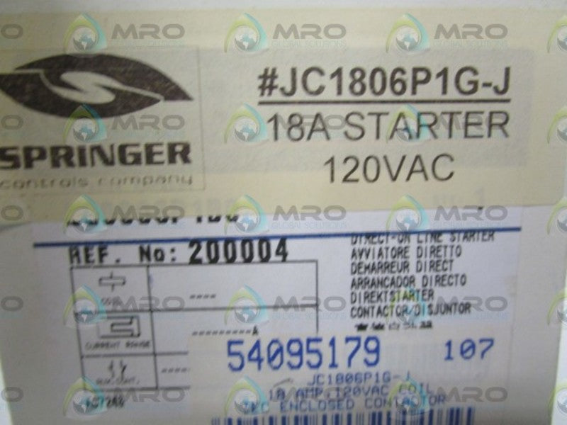 SPRINGER CONTROLS JC1806P1G-J 18A (AS PICTURED) NSMP