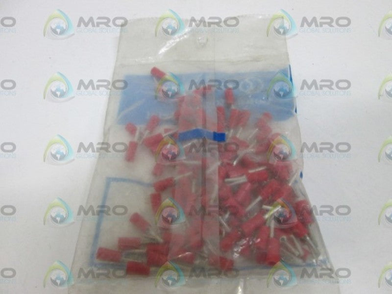 LOT OF 100 CEMBRE PIN TERMINALS (RED) RF-P10 NSMP