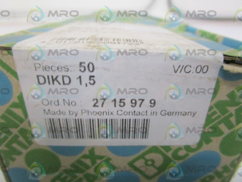 LOT OF 50 PHOENIX CONTACT DIKD 1,5 NSFS