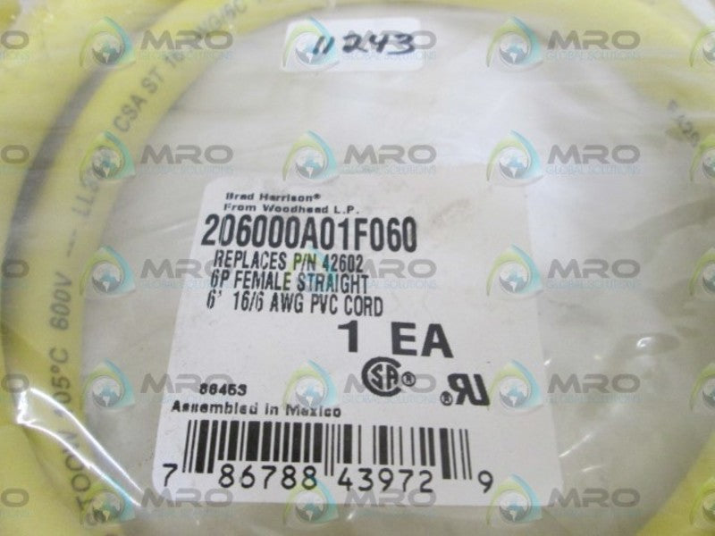 DANIEL WOODHEAD 42602 206000A01F060 FEMALE CORDSET  NSMP