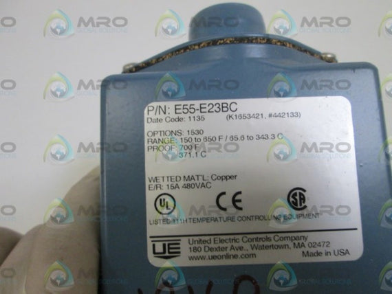 UNITED ELECTRIC TEMPERATURE SWITCH E55-E23BC NSNP