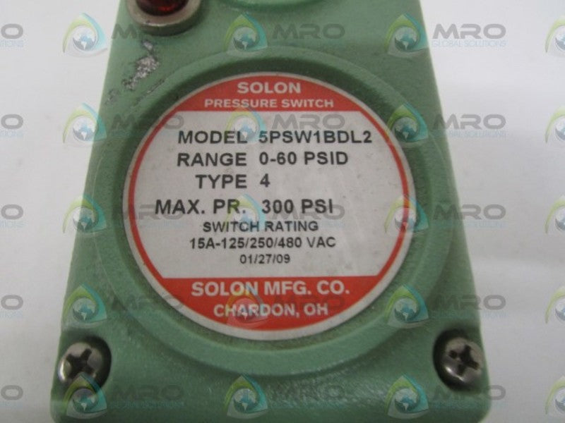 SOLON 5PSW1BDL2 PRESSURE SWITCH 0-60PSID NSNP