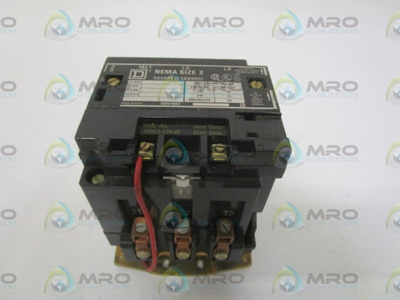 SQUARE D 8502-SDG2 SER. A CONTACTOR 220/240V UNMP