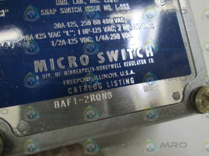 MICRO SWITCH BAF1-2RQN8-RH LIMIT SWITCH (GREY) NSNP